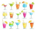 15 flat summer cold drinks vector